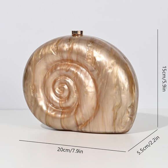 Elegant Acrylic Conch Shell Clutch Purse: Luxury Evening Handbag for Women - Picture 3 of 9